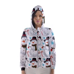 Christmas Snowman Seamless Pattern Women s Hooded Windbreaker