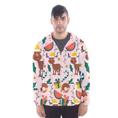 Colorful Funny Christmas Pattern Merry Xmas Men s Hooded Windbreaker