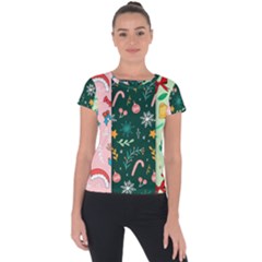 Hand Drawn Christmas Pattern Collection Short Sleeve Sports Top  by Vaneshart