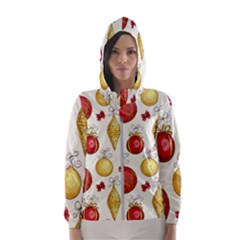 Vintage Christmas Pattern Background Women s Hooded Windbreaker