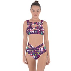 Colorful Funny Christmas Pattern Bandaged Up Bikini Set 