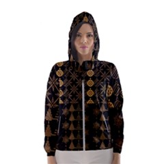 Golden Christmas Pattern Collection Women s Hooded Windbreaker