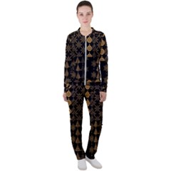 Golden Christmas Pattern Collection Casual Jacket And Pants Set