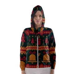 Knitted Christmas Pattern Women s Hooded Windbreaker