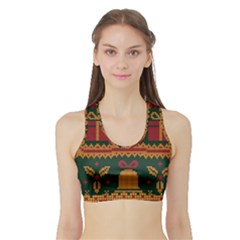 Knitted Christmas Pattern Sports Bra With Border by Vaneshart