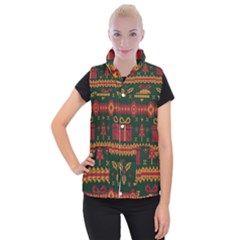 Knitted Christmas Pattern Women s Button Up Vest by Vaneshart