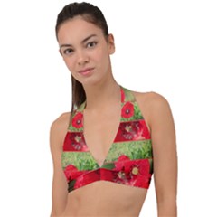 Photos Collage Coquelicots Halter Plunge Bikini Top