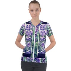 Collage Fleurs Violette Short Sleeve Zip Up Jacket