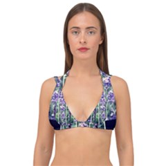 Collage Fleurs Violette Double Strap Halter Bikini Top by kcreatif