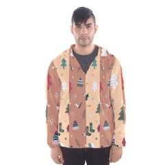 Flat Design Christmas Pattern Collection Men s Hooded Windbreaker