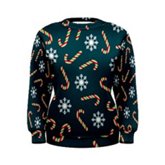 Christmas Seamless Pattern With Candies Snowflakes Women s Sweatshirt