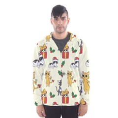 Christmas Funny Pattern Cat Men s Hooded Windbreaker