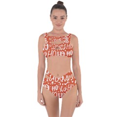 Ho Ho Ho Lettering Seamless Pattern Santa Claus Laugh Bandaged Up Bikini Set 