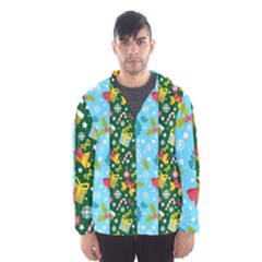 Flat Design Christmas Pattern Collection Men s Hooded Windbreaker