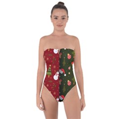 Hand Drawn Christmas Pattern Collection Tie Back One Piece Swimsuit by Vaneshart