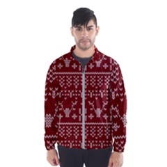 Beautiful Knitted Christmas Pattern Red Men s Windbreaker