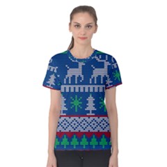 Knitted Christmas Pattern Women s Cotton Tee