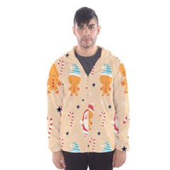 Funny Christmas Pattern Background Men s Hooded Windbreaker