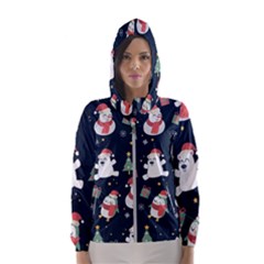 Colourful Funny Christmas Pattern Women s Hooded Windbreaker