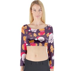 Pattern Christmas Funny Long Sleeve Crop Top