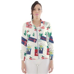 Christmas Gifts Pattern With Flowers Leaves Women s Windbreaker by Vaneshart