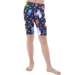 Colorful Funny Christmas Pattern Kids  Mid Length Swim Shorts