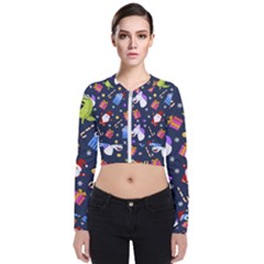 Colorful Funny Christmas Pattern Long Sleeve Zip Up Bomber Jacket