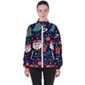 Colorful Funny Christmas Pattern Women s High Neck Windbreaker View1