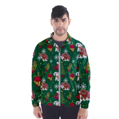 Colorful Funny Christmas Pattern Green Men s Windbreaker