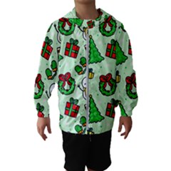 Colorful Funny Christmas Pattern Cartoon Kids  Hooded Windbreaker