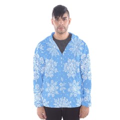 Hand Drawn Snowflakes Seamless Pattern Men s Hooded Windbreaker