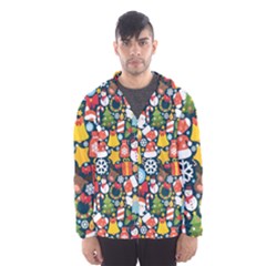 Colorful Pattern With Decorative Christmas Elements Men s Hooded Windbreaker