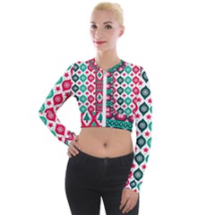 Flat Design Christmas Pattern Collection Long Sleeve Cropped Velvet Jacket by Vaneshart