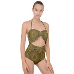 Golden Star And Starfall In The Sacred Starshine Scallop Top Cut Out Swimsuit by pepitasart