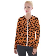 Orange Cheetah Animal Print Velour Zip Up Jacket by mccallacoulture