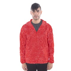 Modern Red And White Confetti Pattern Men s Hooded Windbreaker by yoursparklingshop