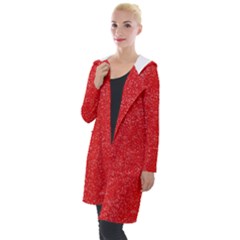 Modern Red And White Confetti Pattern Hooded Pocket Cardigan by yoursparklingshop