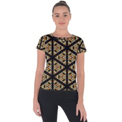Pattern Stained Glass Triangles Short Sleeve Sports Top 