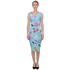 Birds And Flowers Sleeveless Pencil Dress by printondress