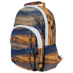 Sunset Scene At Waterfront Boardwalk, Montevideo Uruguay Rounded Multi Pocket Backpack by dflcprints