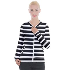 Black & White Stripes Casual Zip Up Jacket by anthromahe