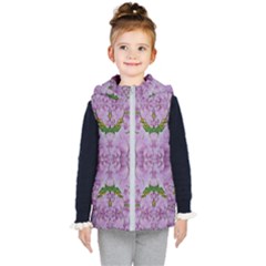 Fauna Flowers In Gold And Fern Ornate Kids  Hooded Puffer Vest by pepitasart