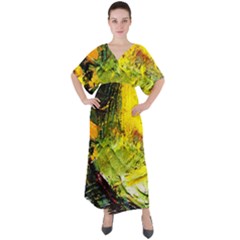 Yellow Chik 5 V-neck Boho Style Maxi Dress by bestdesignintheworld