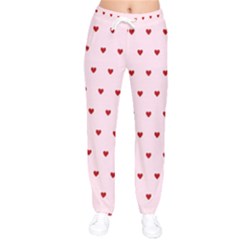 Hearts Seamless Pattern Pink Background Women Velvet Drawstring Pants by Wegoenart
