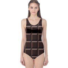 Dark Chocolate Seamless Pattern Sweet Texture One Piece Swimsuit by Wegoenart