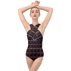 Dark Chocolate Seamless Pattern Sweet Texture Cross Front Low Back Swimsuit by Wegoenart