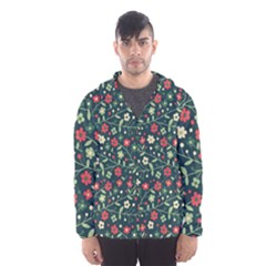 Flowering Branches Seamless Pattern Men s Hooded Windbreaker by Wegoenart