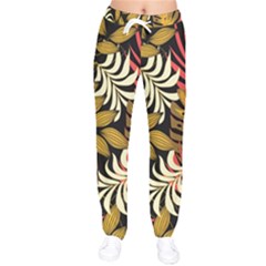 Original Seamless Tropical Pattern With Bright Reds Yellows Women Velvet Drawstring Pants by Wegoenart
