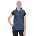 Abstract Glowing Blue Wave Lines Pattern With Particles Elements Dark Background Women s Button Up Vest View1