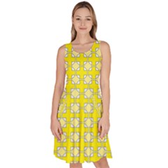 Goldenrod Knee Length Skater Dress With Pockets by deformigo